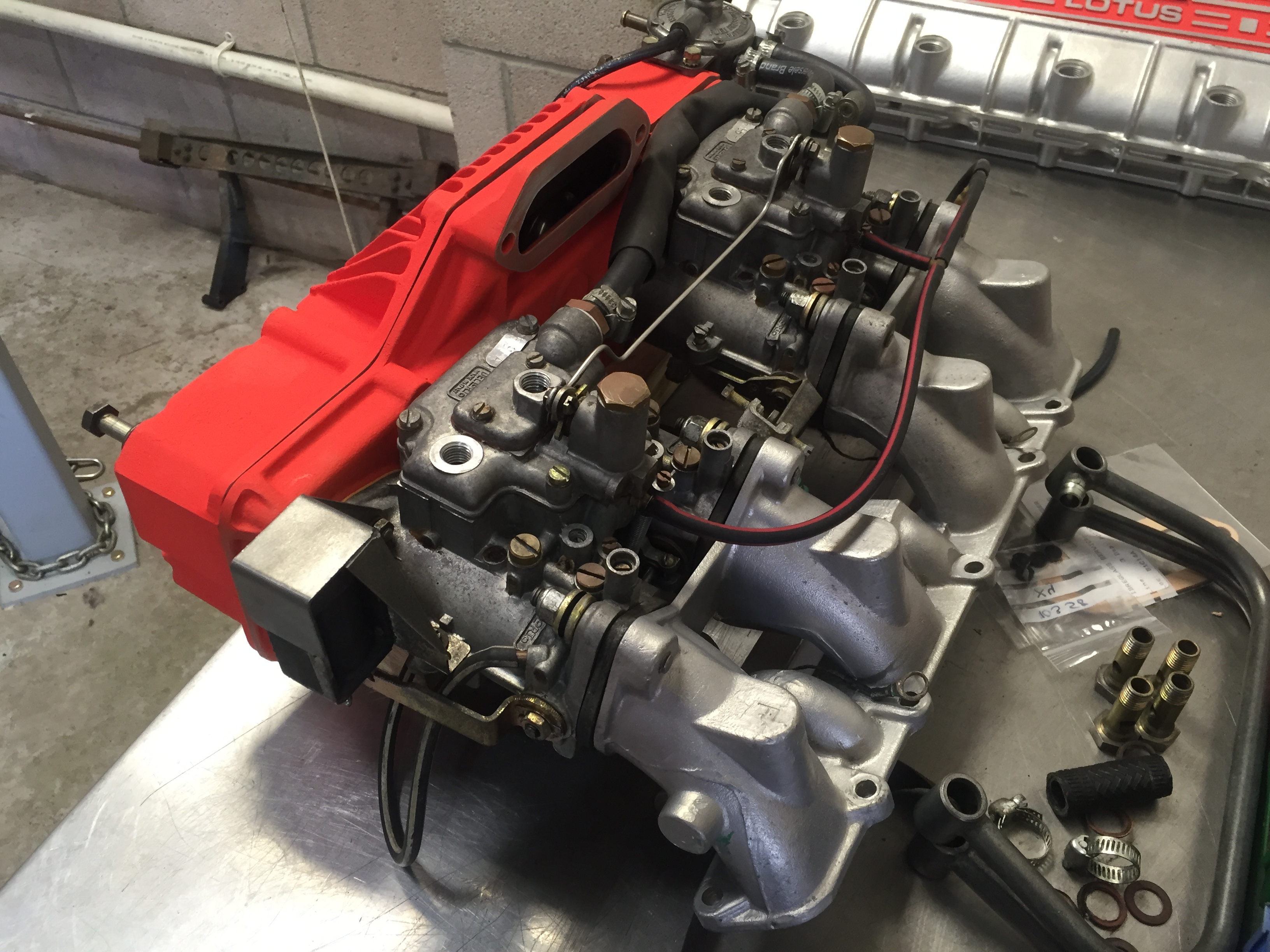 Lotus Esprit Turbo Carburettor Rebuilding Service at Esprit Engineering with repainted pleniums