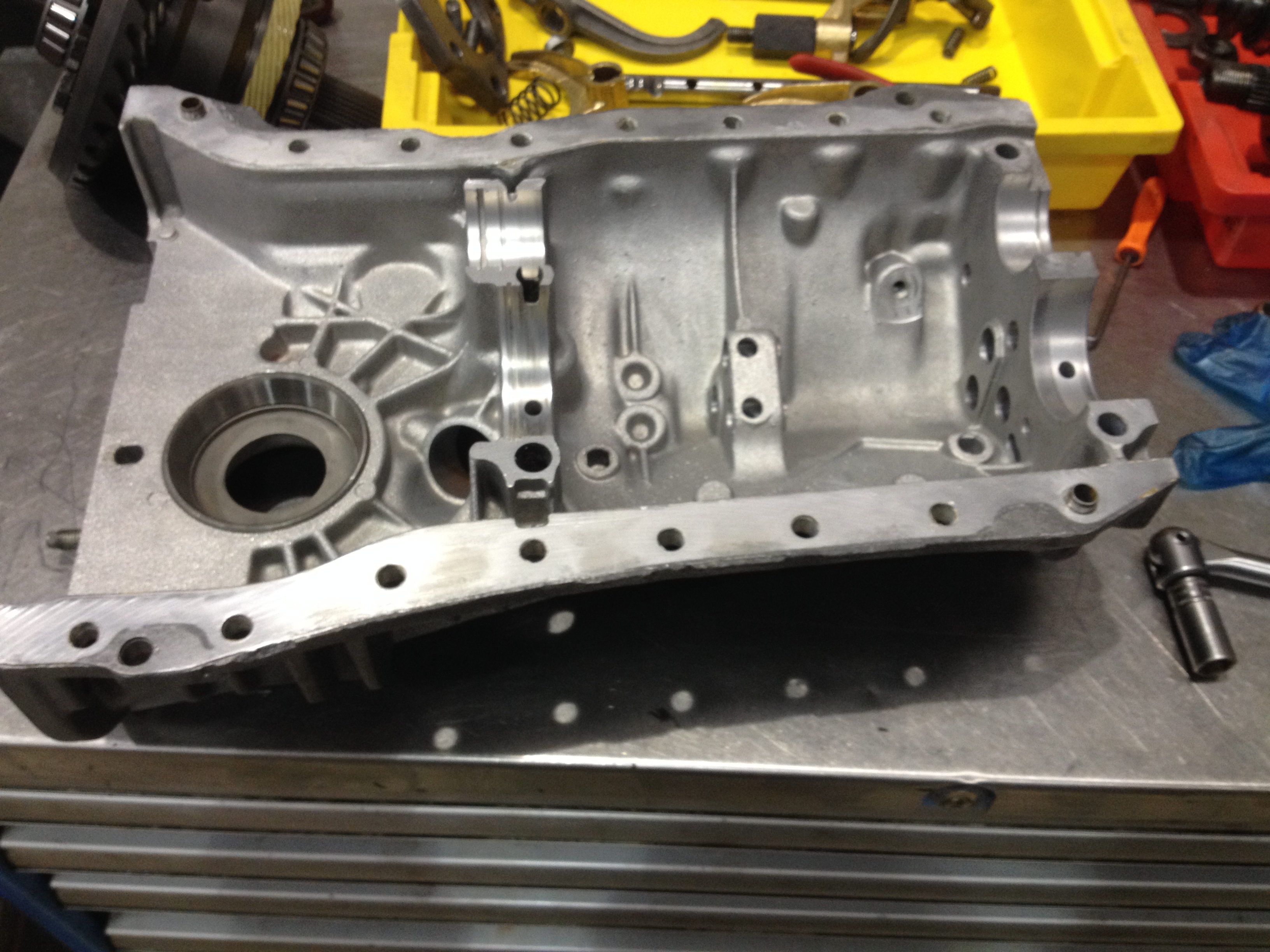 Lotus Esprit Renault UN1 Gearbox aqua Shot blasting at Esprit Engineering - Gearbox Rebuilding Service - V8 S4S S4 SE X180